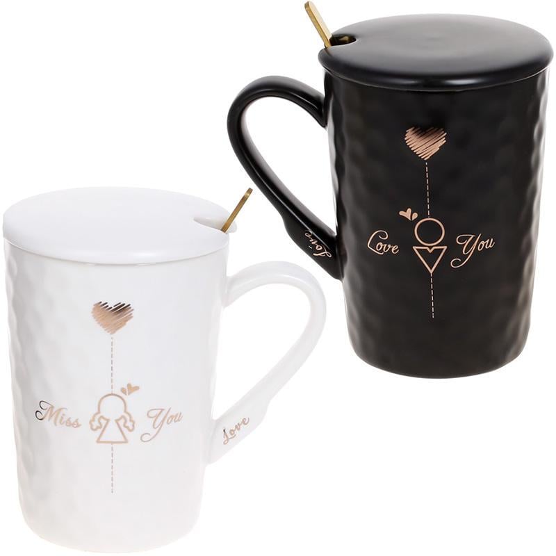Набір порцелянових кружок Love You з кришкою та ложкою 380 мл 2 шт. Набір порцелянових кружок Love You з кришкою та ложкою 380 мл 2 шт.