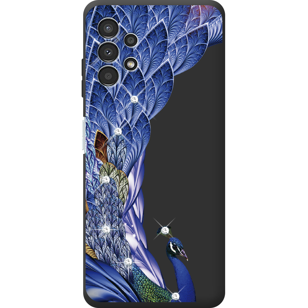 Чохол BoxFace Samsung Galaxy A13 4G (A135) Павич зі стразами Чорний силікон (44331-rs7-44334)