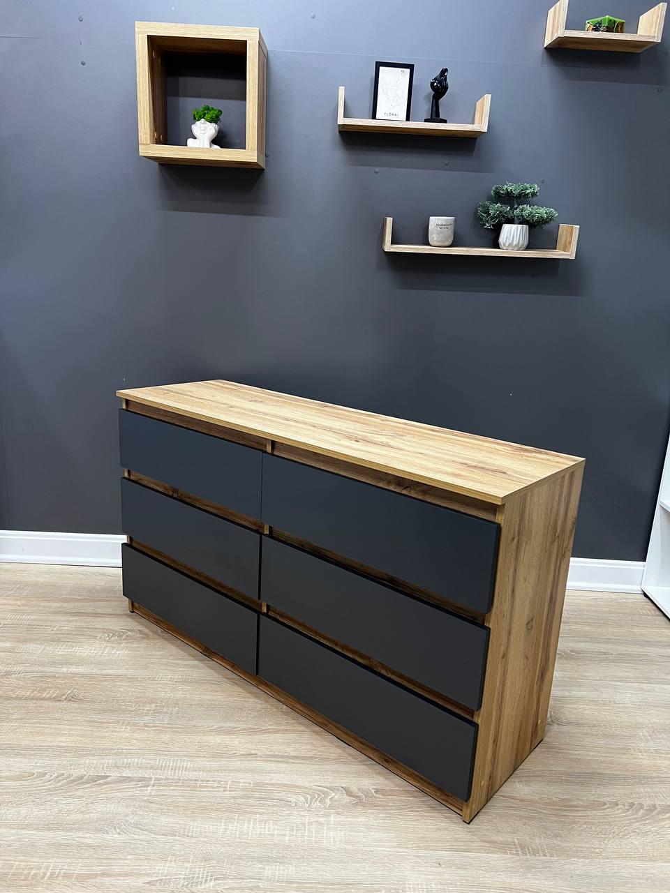 Комод Kvatro 130 6 шухляд 1300х750х400 мм Дуб аппалачі/Антрацитовий - фото 5 Комод Kvatro 130 6 шухляд 1300х750х400 мм Дуб аппалачі/Антрацитовий - фото 5