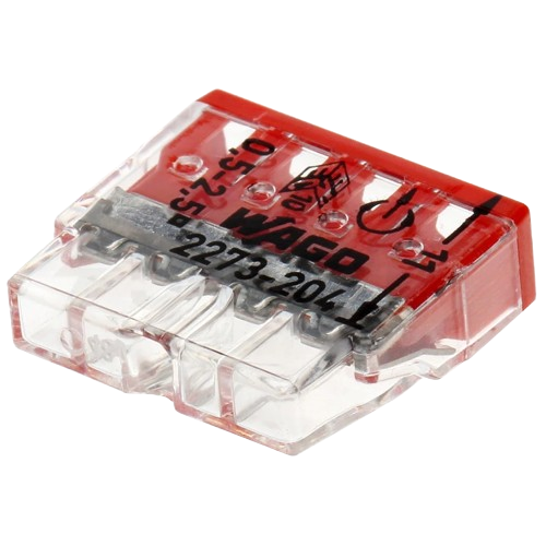 Клемма соединительная Wago 2273-204 4 провода 0,5–2,5 мм² 450 В без пасты (639007)