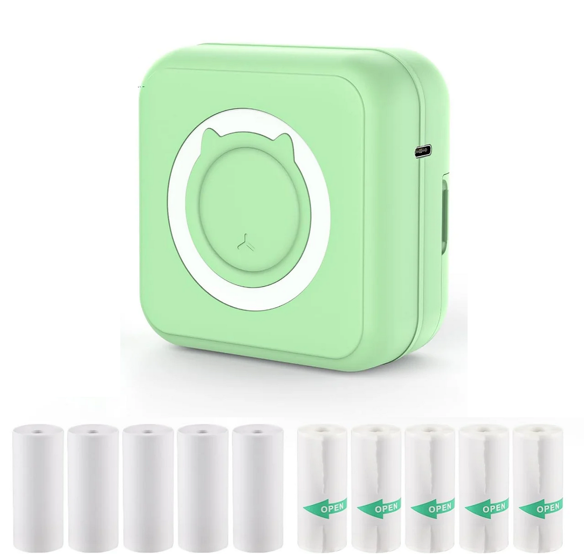 Портативный принтер HUIJUTCHEN ТBluetooth 4.0 205 DPI 10 рулонов бумаги iOS/Android Grey (3011778191)