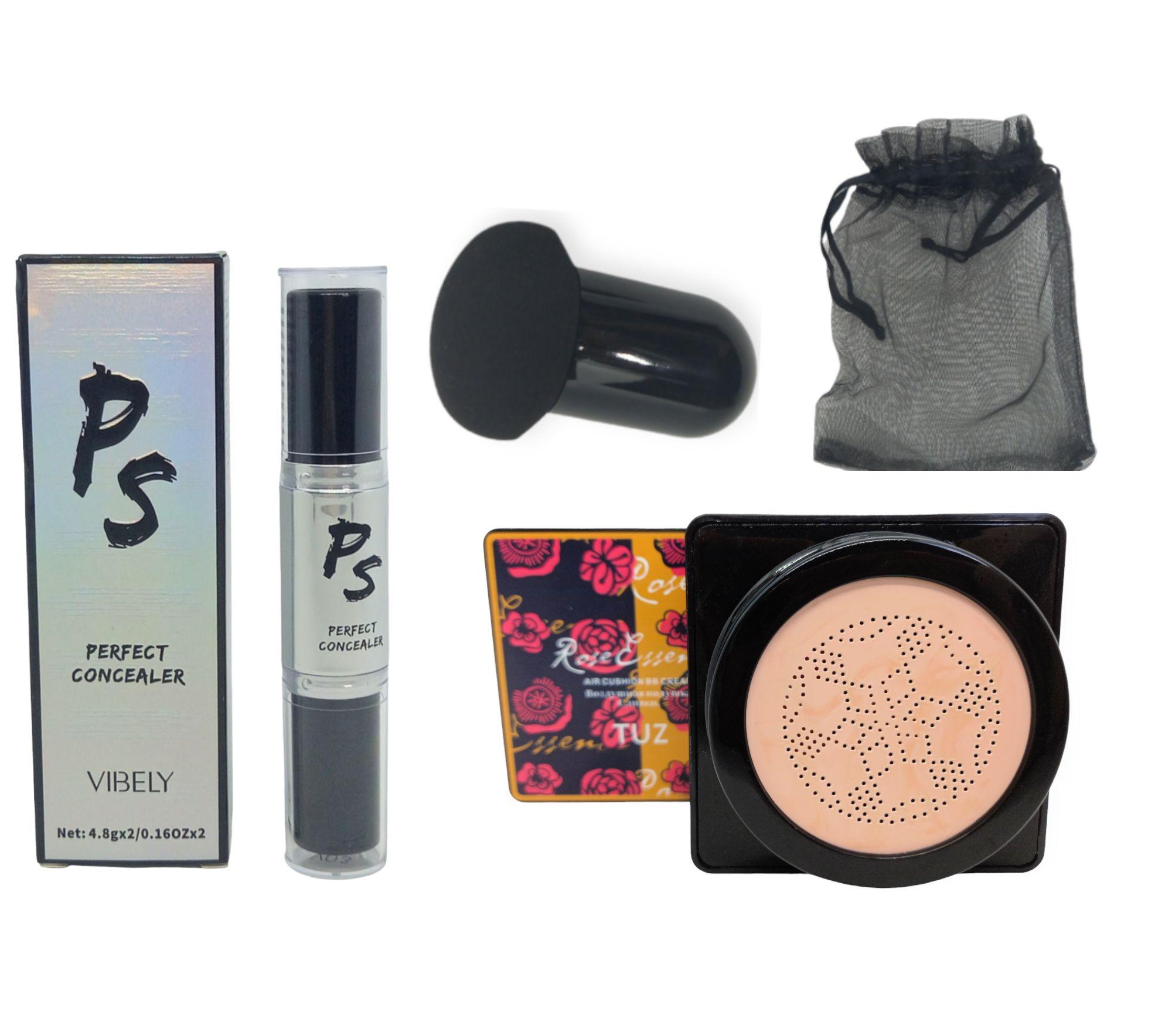 Комплект тональный крем-кушон TUZ Air cushion Beauty беж и скульптор Vibely натуральный финиш увлажняющий