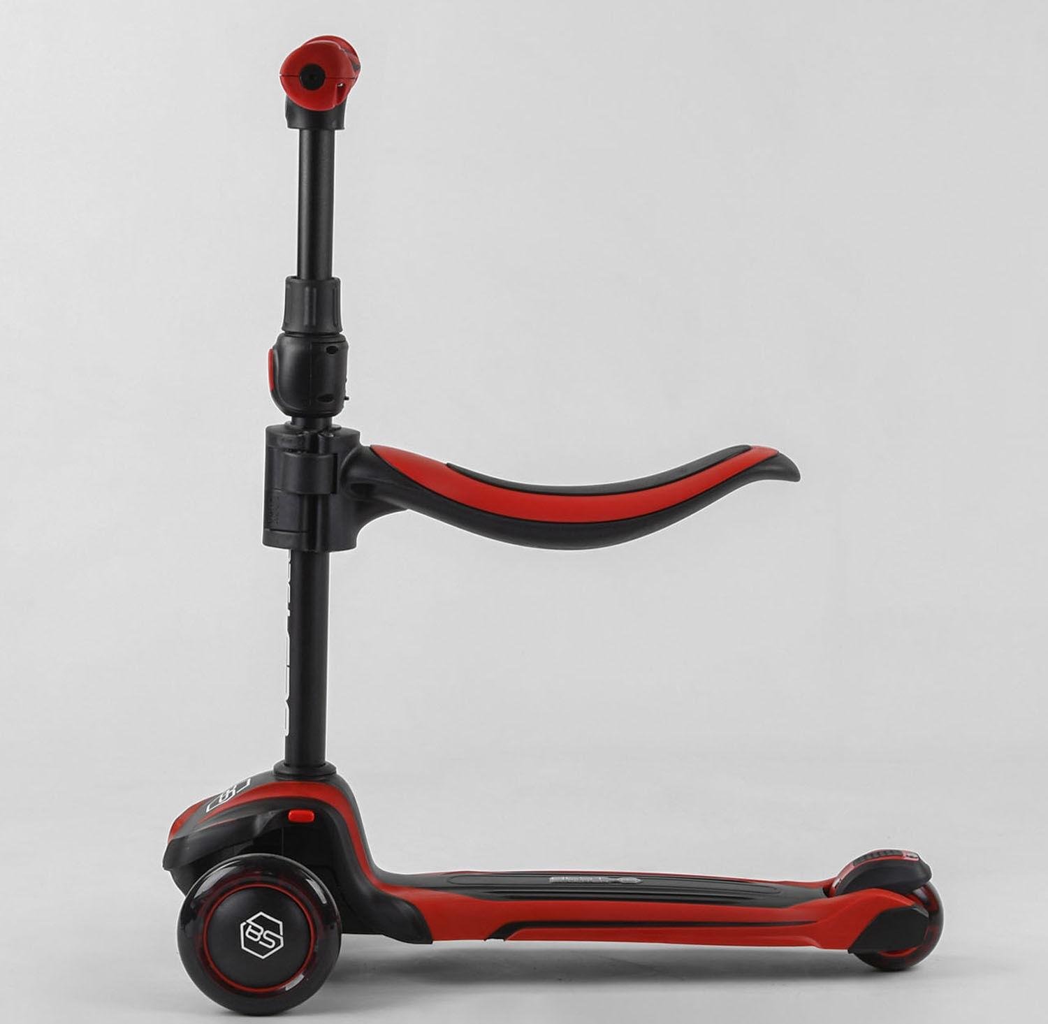 Самокат детский Best Scooter JS-10711 с сиденьем алюминиевый руль 3 PU колеса с подсветкой Красный (17694808) - фото 1 Самокат детский Best Scooter JS-10711 с сиденьем алюминиевый руль 3 PU колеса с подсветкой Красный (17694808) - фото 1