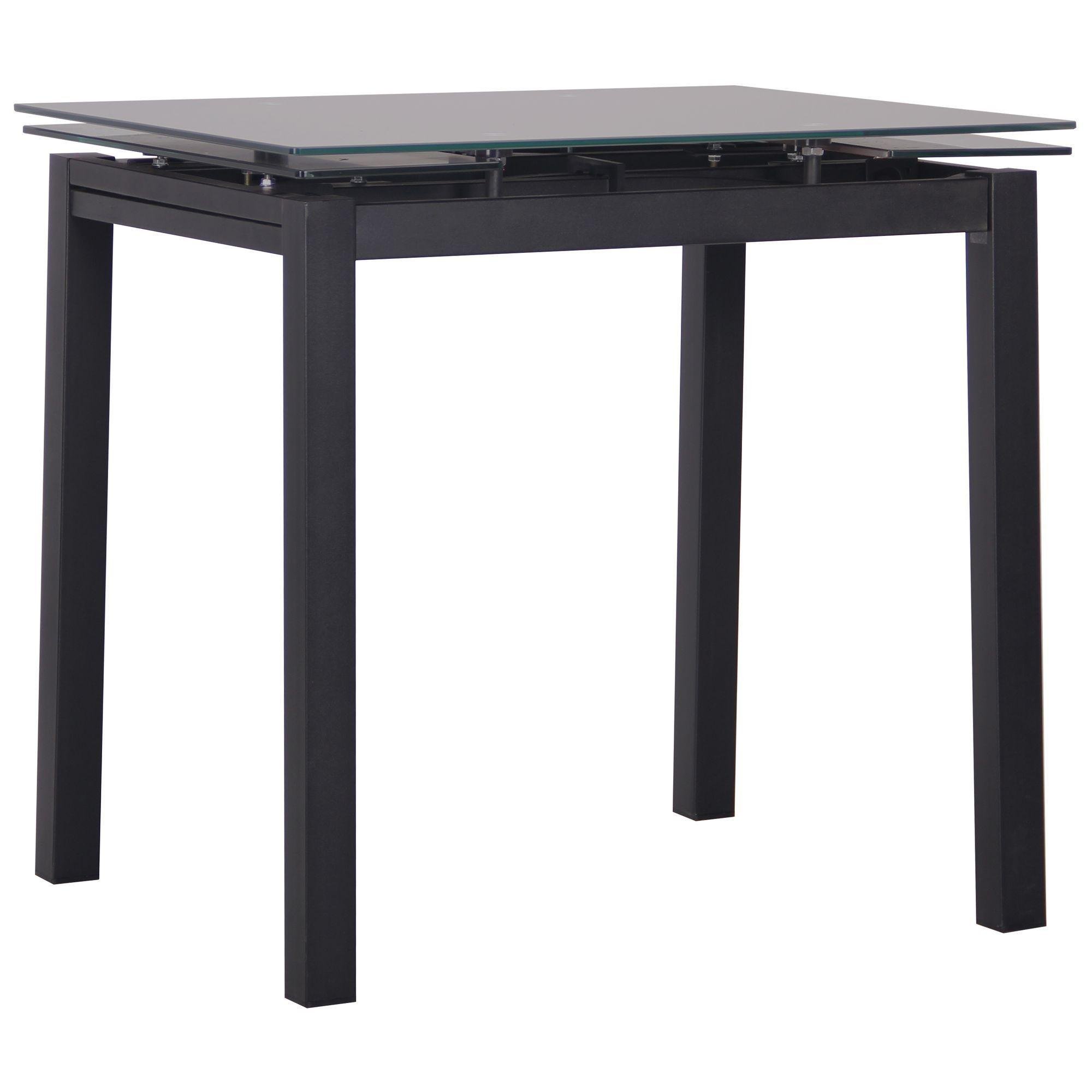 Стіл кухонний Карлос AMF розкладна сталь/загартоване скло 760х800 400х650 мм Чорний/Антрацит