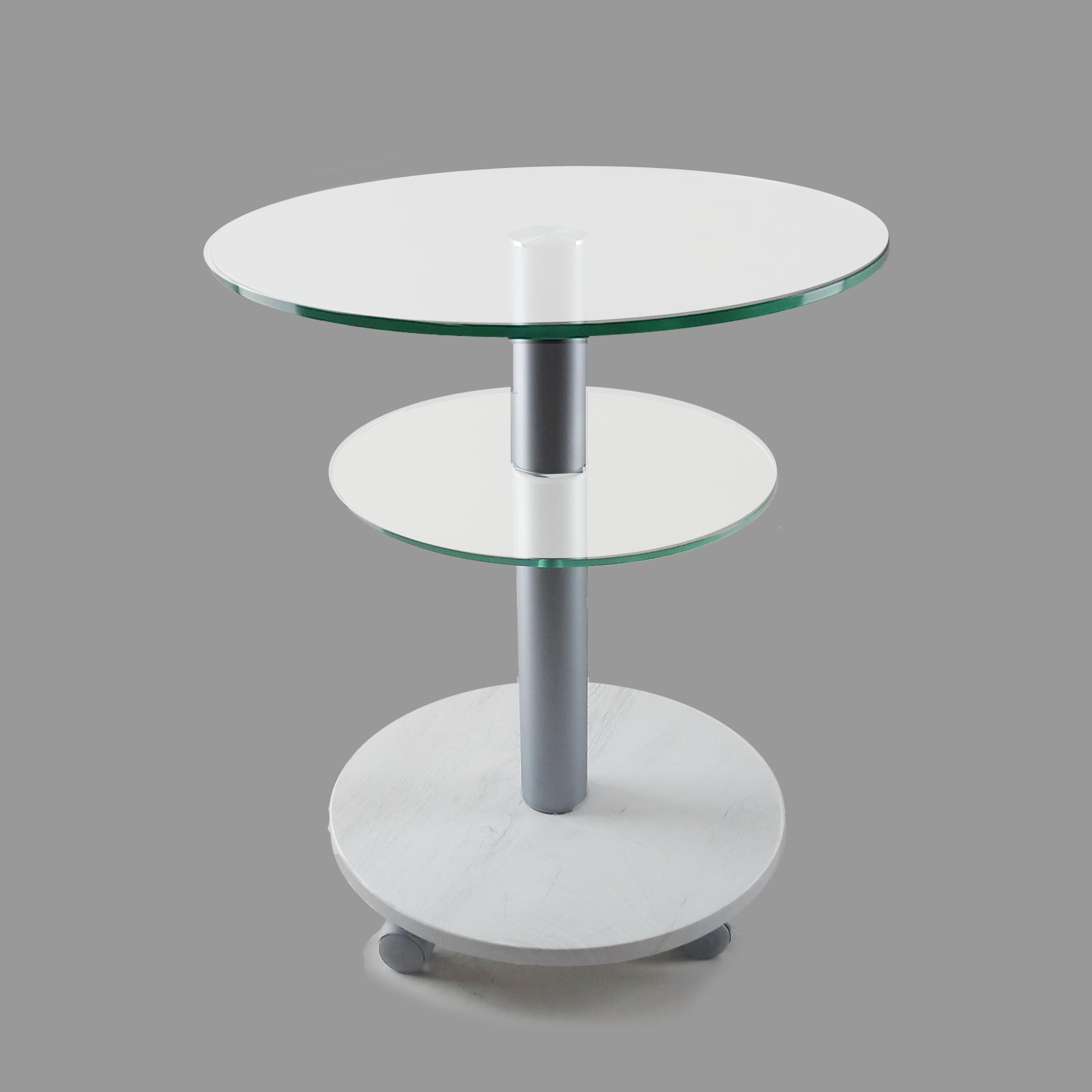 Стол журнальный стеклянный Commus Bravo Light K satin-sosnak-alm60 Белый/Хром (444820241) - фото 2 Стол журнальный стеклянный Commus Bravo Light K satin-sosnak-alm60 Белый/Хром (444820241) - фото 2