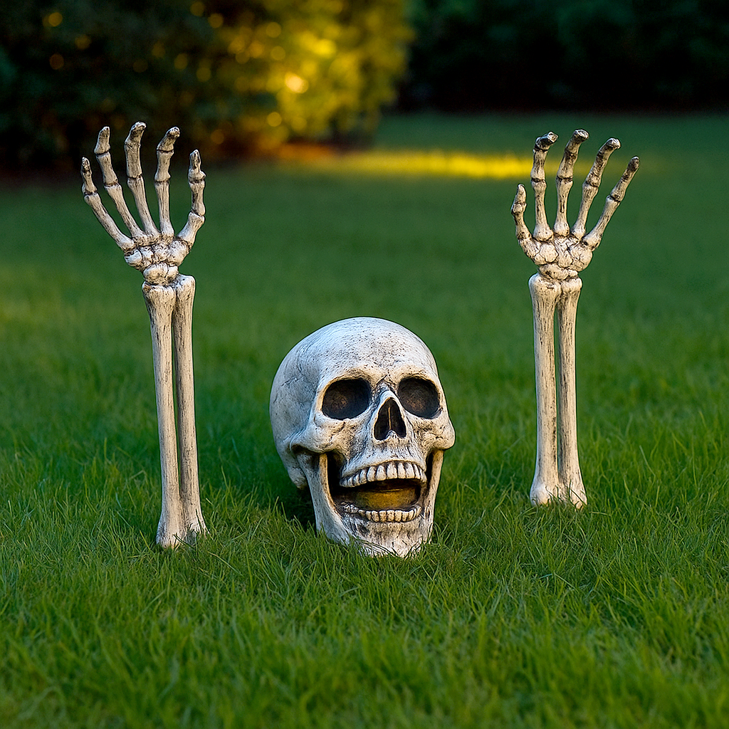 Декоративный скелет пластиковый Череп и руки Серый (27-HD1-3735)