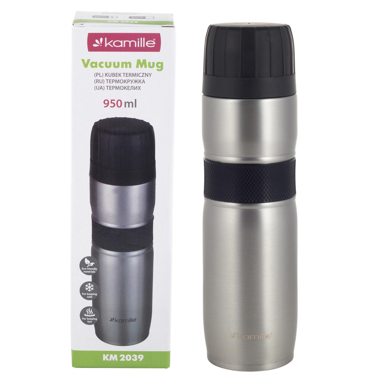 Термос с помповым механизмом Kamille KM-2039 из нержавеющей стали 950 мл Серый (150-84-2039) - фото 7 Термос с помповым механизмом Kamille KM-2039 из нержавеющей стали 950 мл Серый (150-84-2039) - фото 7