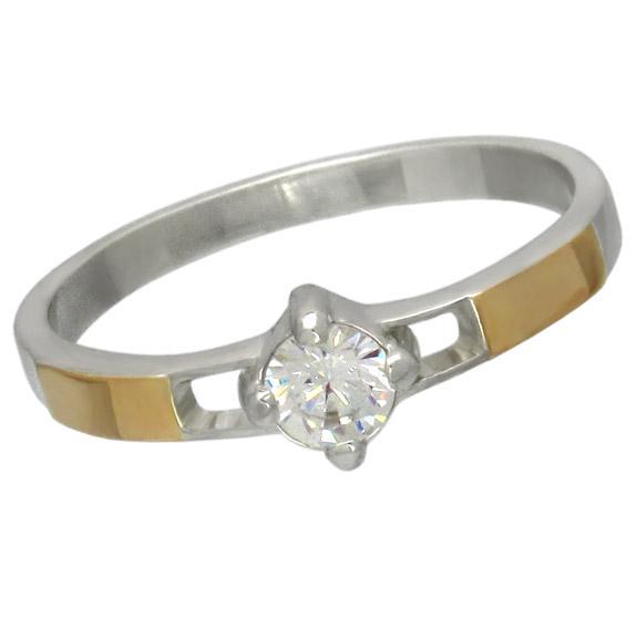 Женское серебряное кольцо с золотыми пластинами Секрет 16 Женское серебряное кольцо с золотыми пластинами Секрет 16