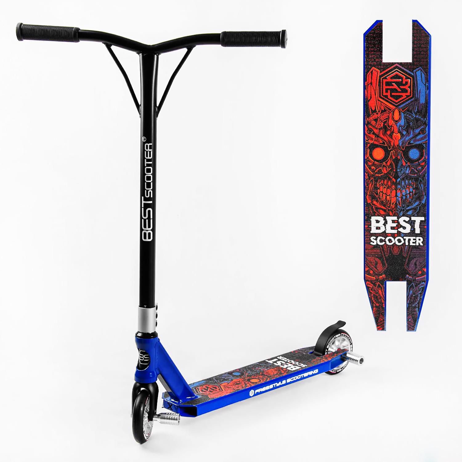 Самокат трюковый Skull Warrior HIC-система пеги алюминиевый диск и дека Blue/Red (106842) - фото 2 Самокат трюковый Skull Warrior HIC-система пеги алюминиевый диск и дека Blue/Red (106842) - фото 2