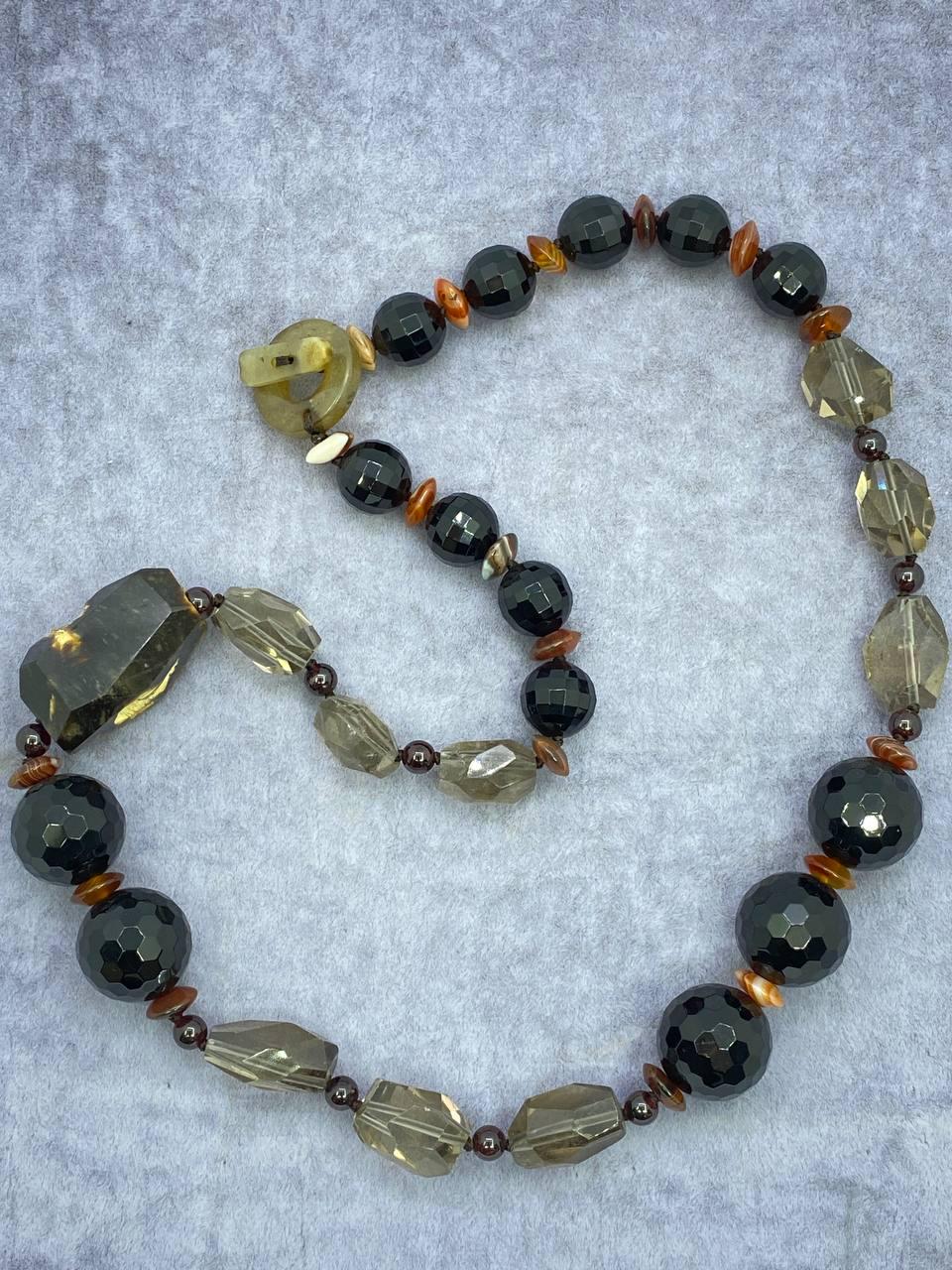 Бусы кварц 60 см Коричневый (704)