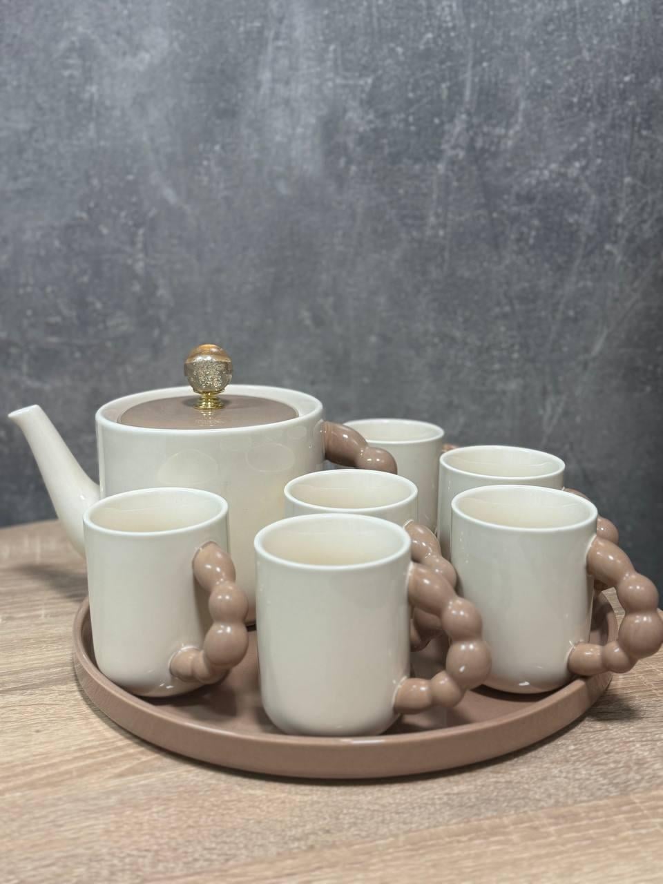Чайный сервиз Yiwu HP-15-24 фарфоровый 6 персон 8 пр. Мокко (35452607)