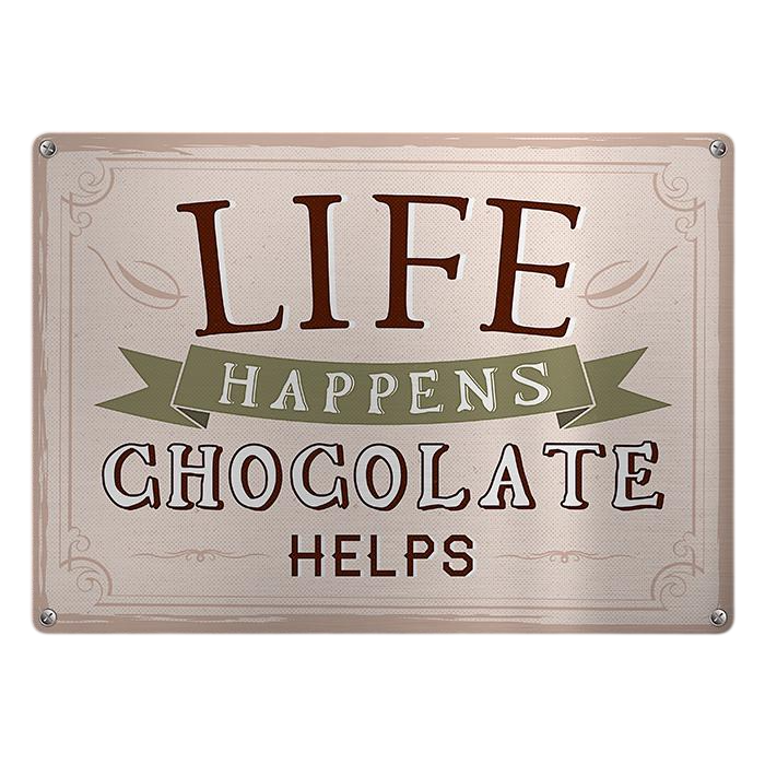 Табличка металлическая Life happens chocolate helps 26х18,5 см (MET_20J068_SER)