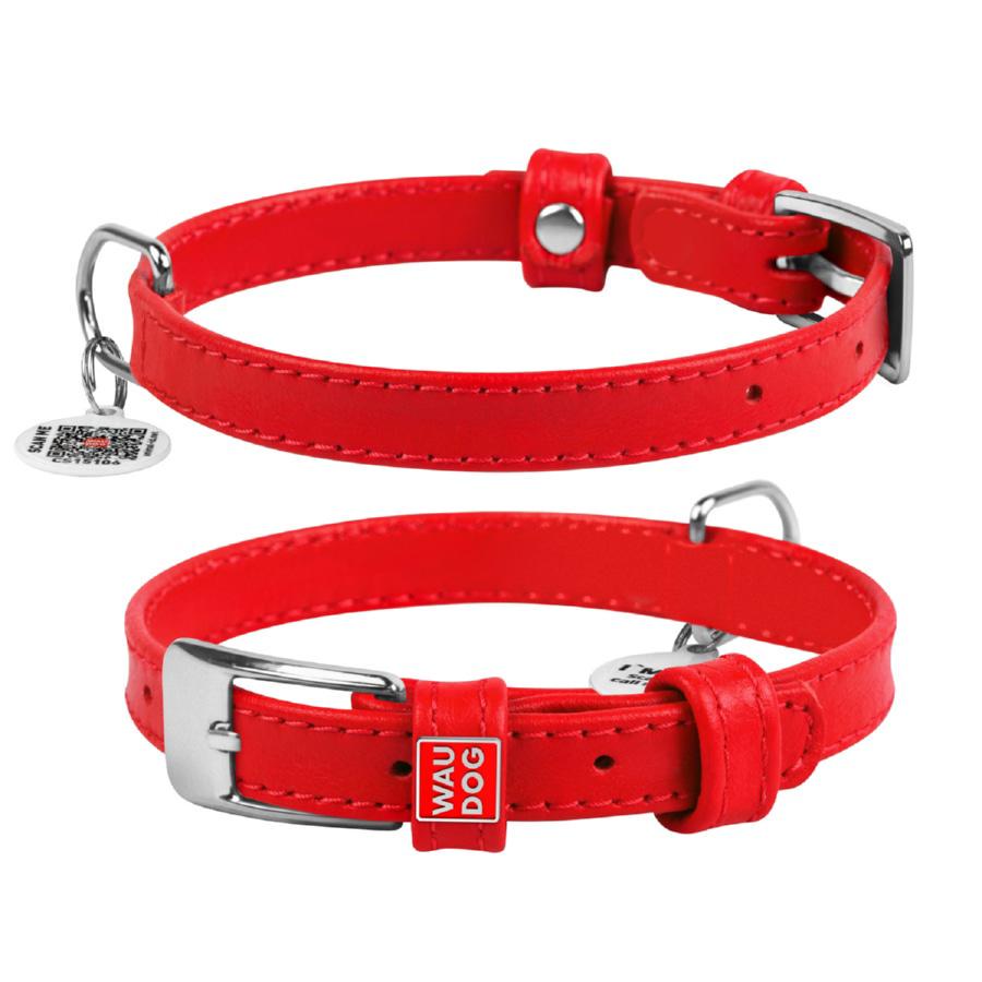 Ошейник для собак кожаный Waudog Glamour с QR паспортом без украшений XS 15 мм 27-36 см - фото 1 Ошейник для собак кожаный Waudog Glamour с QR паспортом без украшений XS 15 мм 27-36 см - фото 1