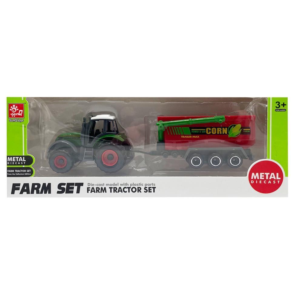 Трактор дитячий із причепом farm set sq82002 1b Зелений Червоний (RLT46846)