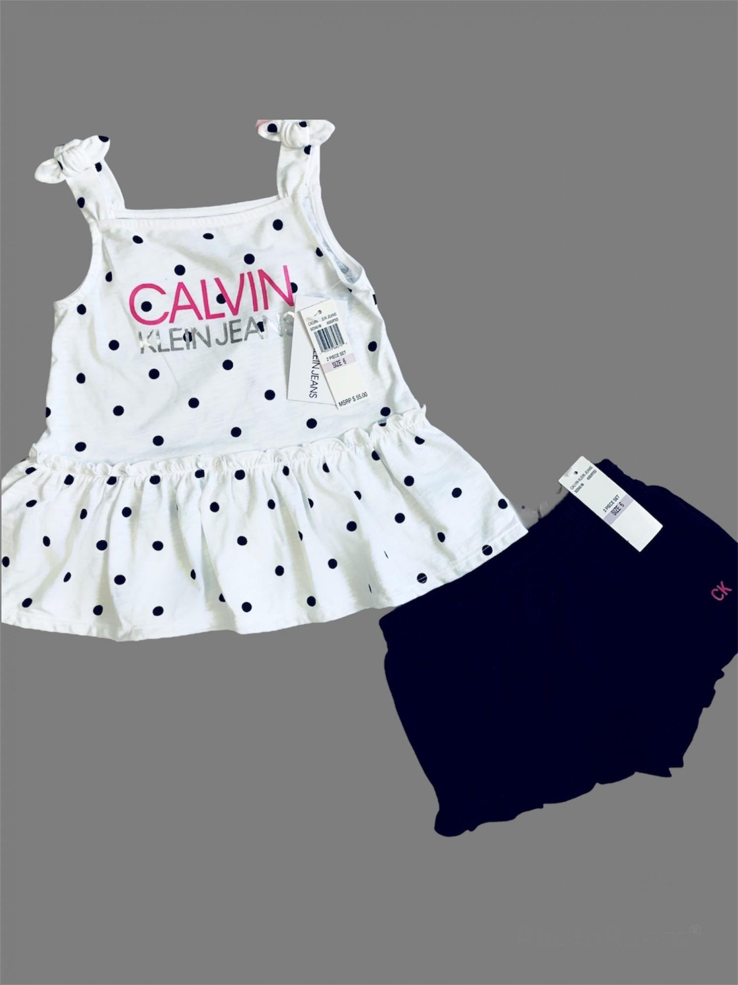 Комплект Calvin Klein шорты и туника 6 лет 116 см Черно-белый - фото 2