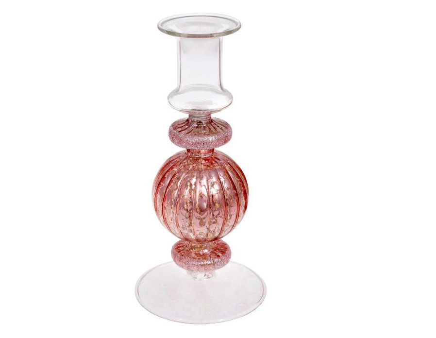 Подсвечник стеклянный Candlestick 8,5х18 см Розовый