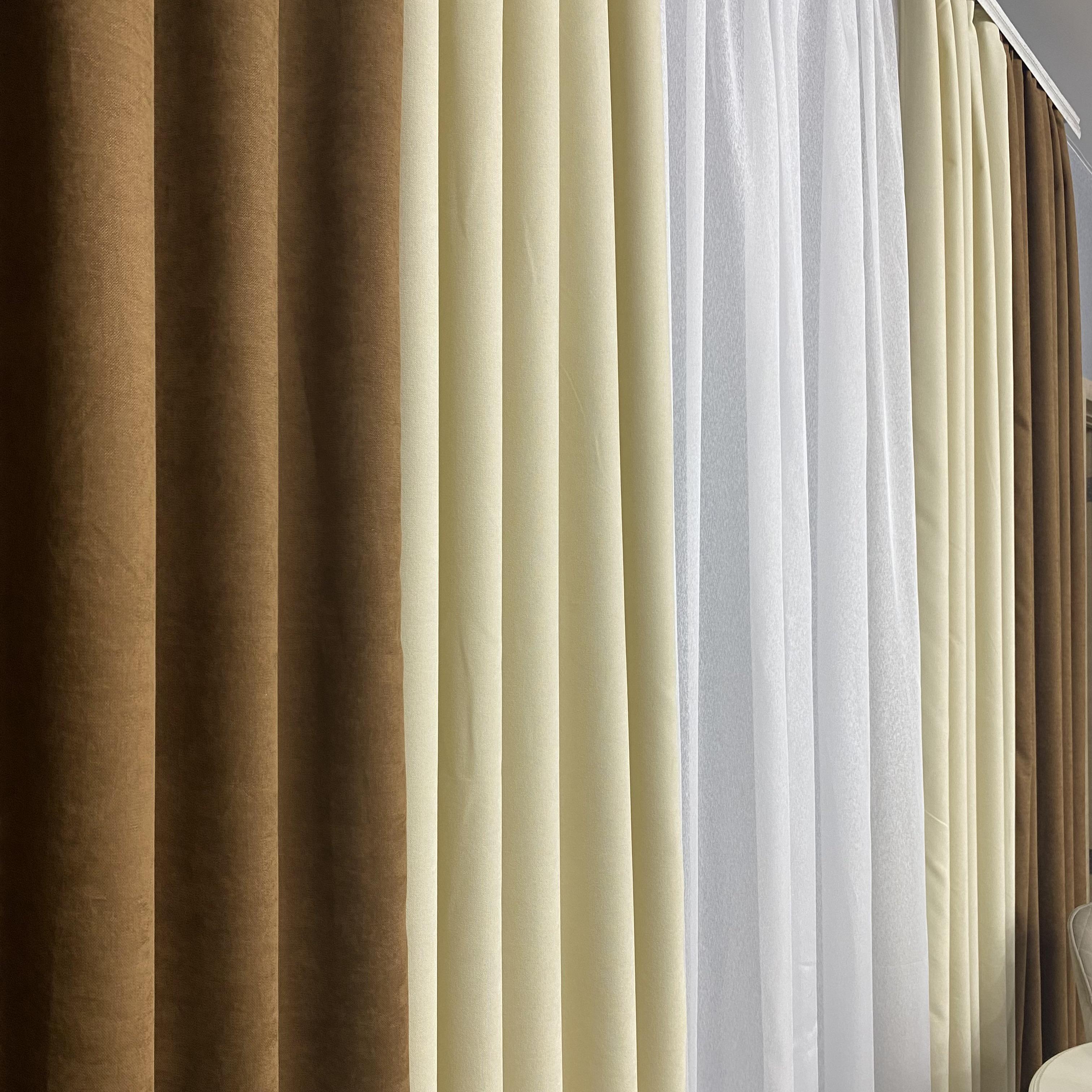 Шторы микровелюр TG Home Дуэт №450 1,50х2,70 м Коричневый/Кремовый (450-216/250) - фото 4 Шторы микровелюр TG Home Дуэт №450 1,50х2,70 м Коричневый/Кремовый (450-216/250) - фото 4
