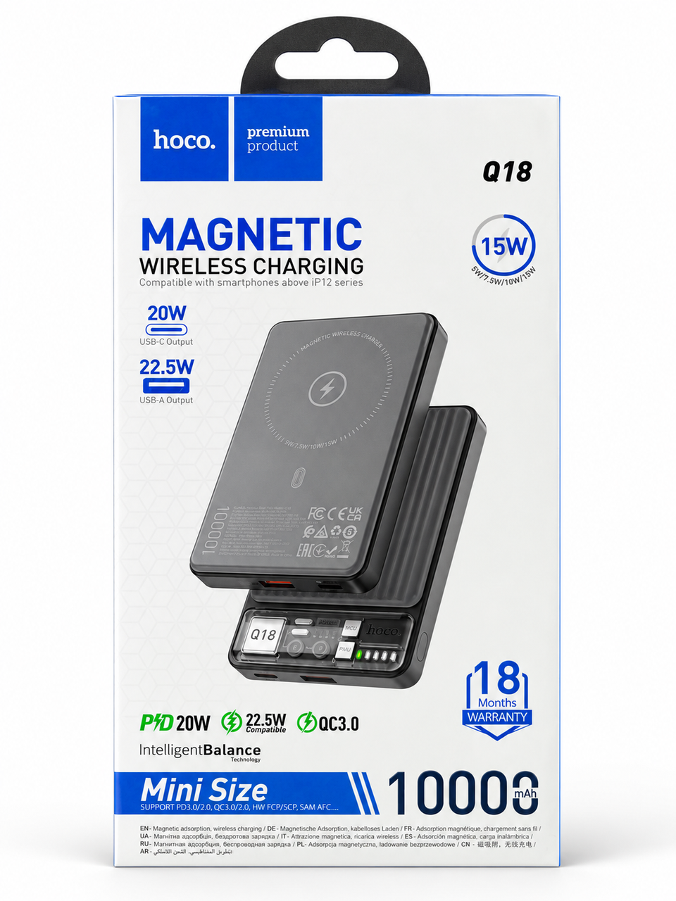 Повербанк Hoco Q18 Tourer 10000 мА з бездротовою зарядкою Black (3236702586)