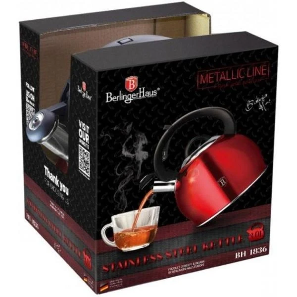 Чайник Berlinger Haus Burgundy Metallic Line BH-1836 3 л Красный (2138997676) - фото 2 Чайник Berlinger Haus Burgundy Metallic Line BH-1836 3 л Красный (2138997676) - фото 2