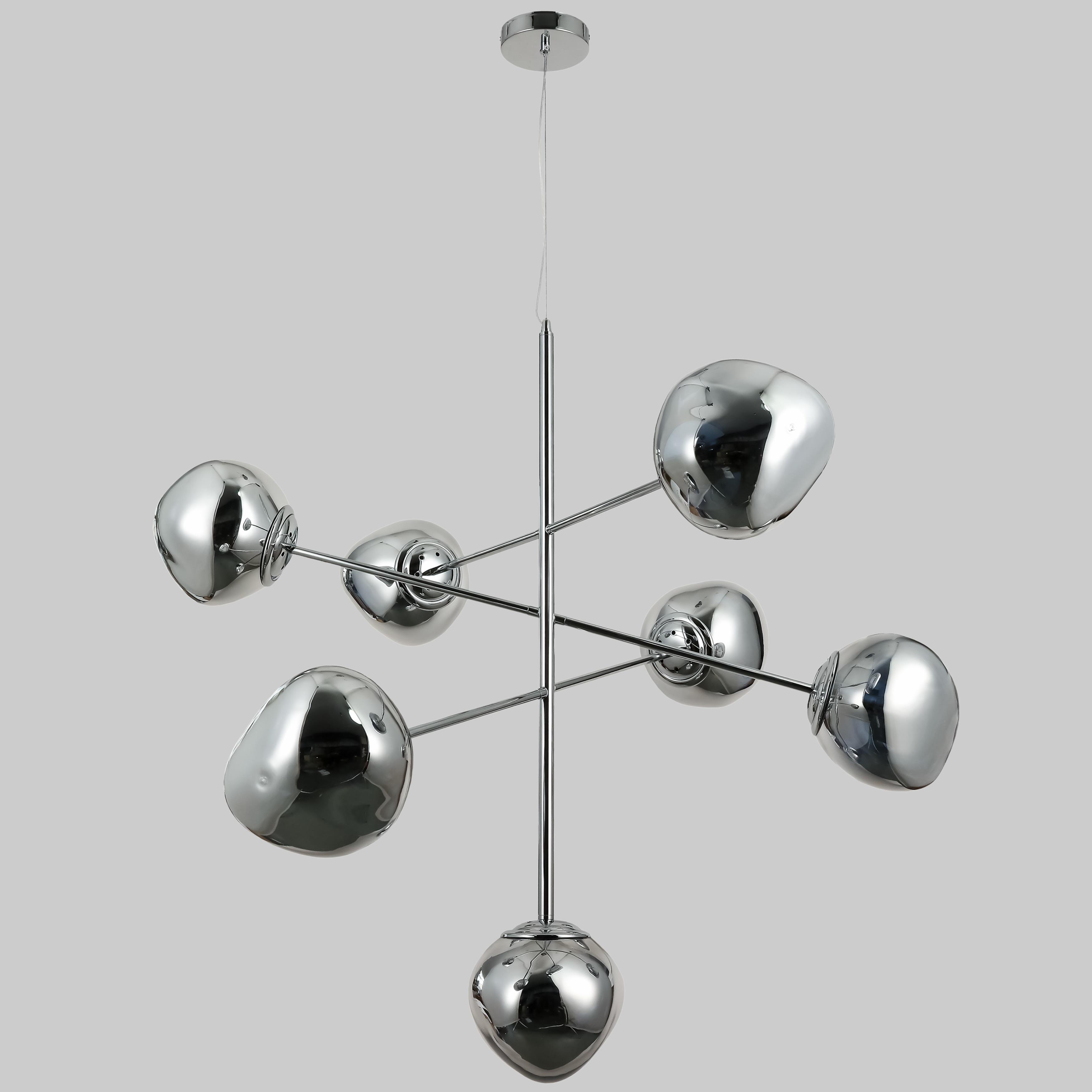 Люстра дизайнерская Melt на 7 ламп с плафонами 18 см Серебряный (93-CH01-7)