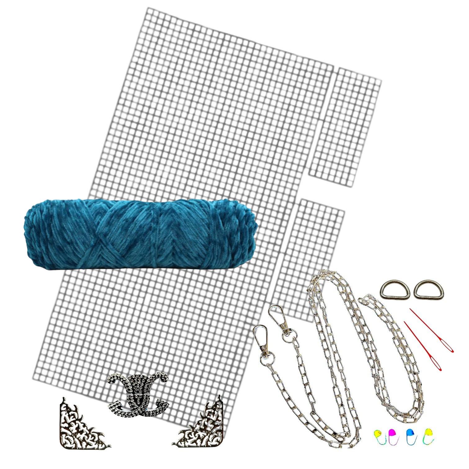 Набор для создания сумки из пластиковой канвы Серебряная лилия с нитками Бирюзовый (1596-20) Набор для создания сумки из пластиковой канвы Серебряная лилия с нитками Бирюзовый (1596-20)