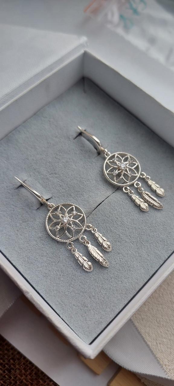 Срібні сережки Ловець снів 925 проби без покриття (2829297168) - фото 4