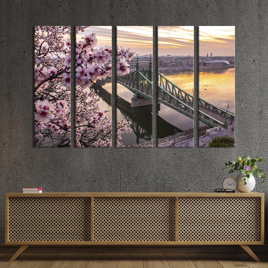 Модульна картина з 5 частин Прекрасний вид на міст свободи в Будапешті 132x80 см (367-51)