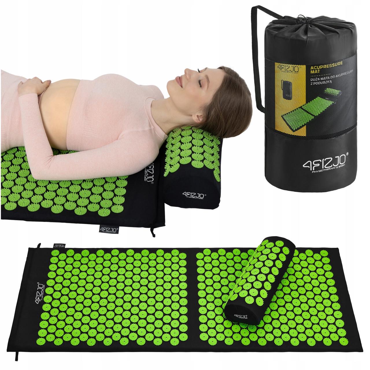 Килимок акупунктурний з валиком 4fizjo Classic Mat XL аплікатор Кузнєцова Black/Green (P-5907222931769) - фото 11