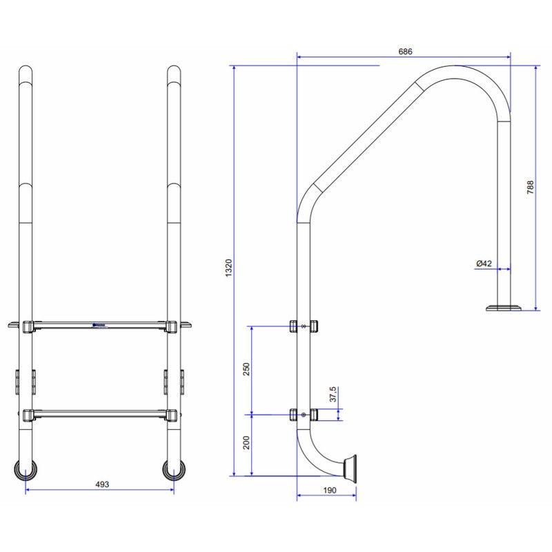 Лестница для бассейна Emaux Standard NSL215-SR 2 ступени - фото 3