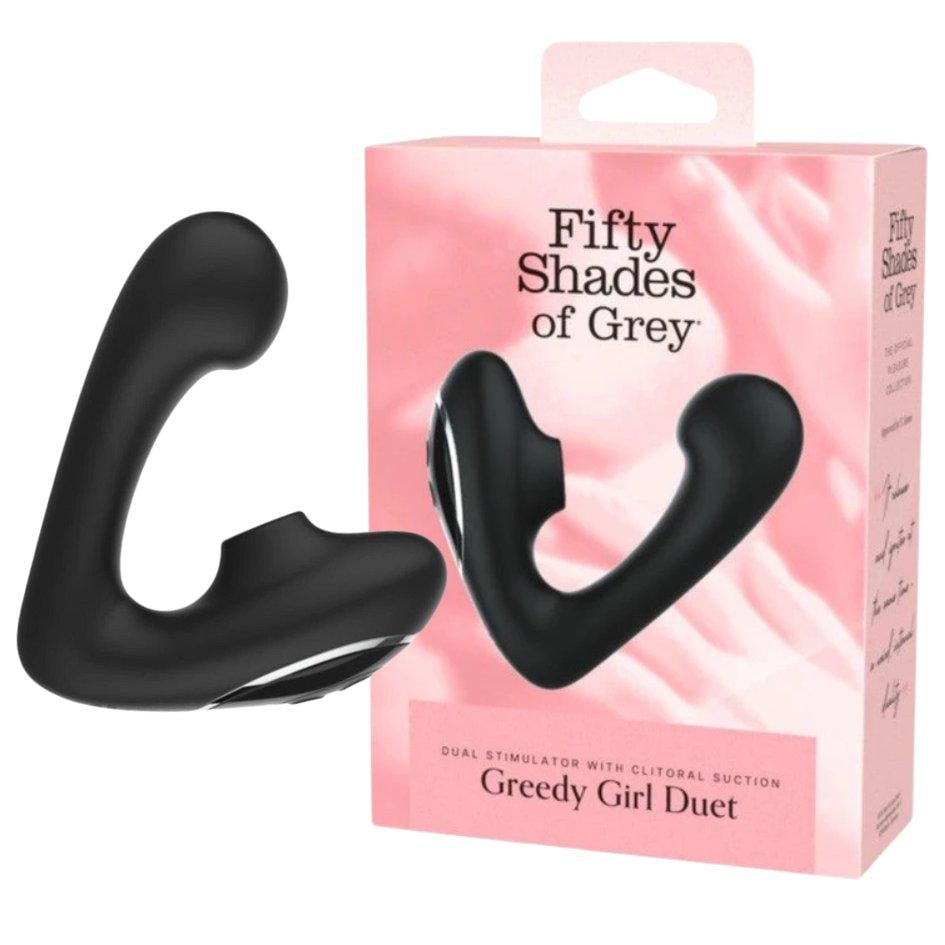 Вибратор-дуэт Fifty Shades of Grey Greedy Girl вакуумная стимуляция и точка G Черный (FSG86913)