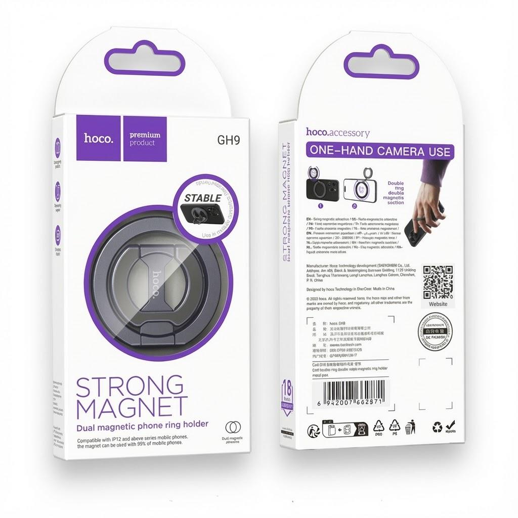 Магнитный держатель Hoco GH9 Double-Ring магниты N52 Серый - фото 2 Магнитный держатель Hoco GH9 Double-Ring магниты N52 Серый - фото 2