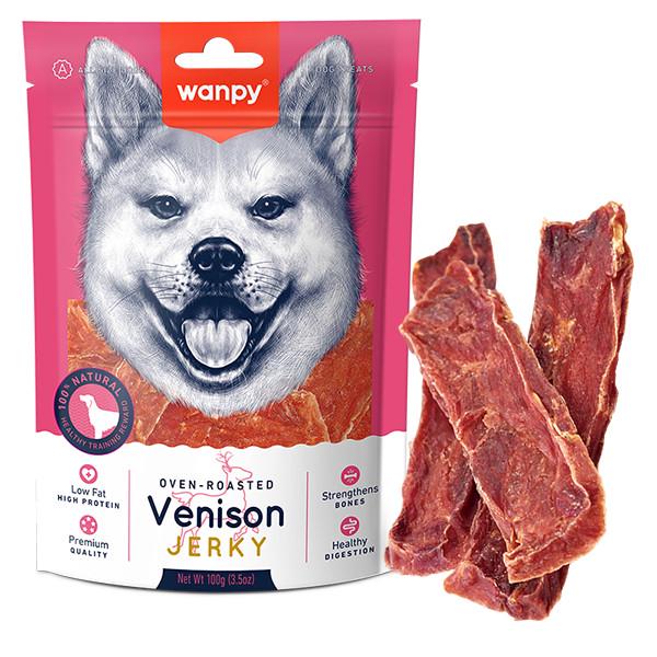 Лакомство для собак Wanpy Soft Venison Jerky Slices вяленая оленина с уткой слайсы 100 г (VA-01)