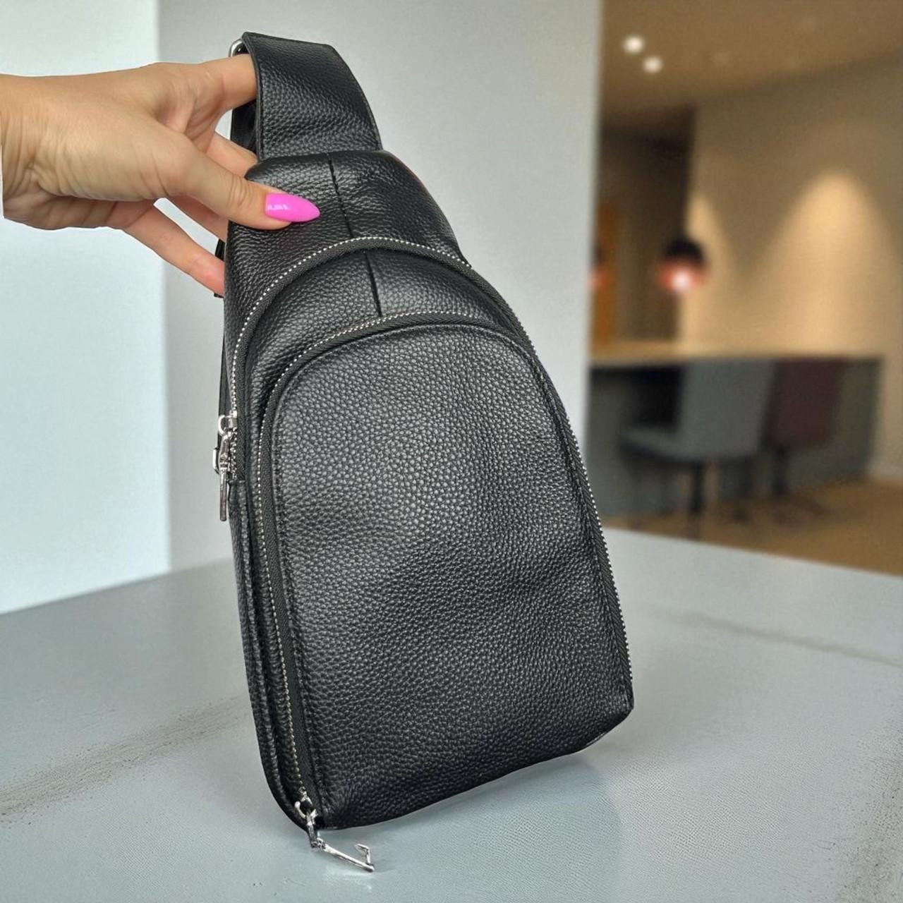 Сумка слинг кожаная мужская через плечо качественная из натуральной кожи Черный - фото 7 Сумка слинг кожаная мужская через плечо качественная из натуральной кожи Черный - фото 7