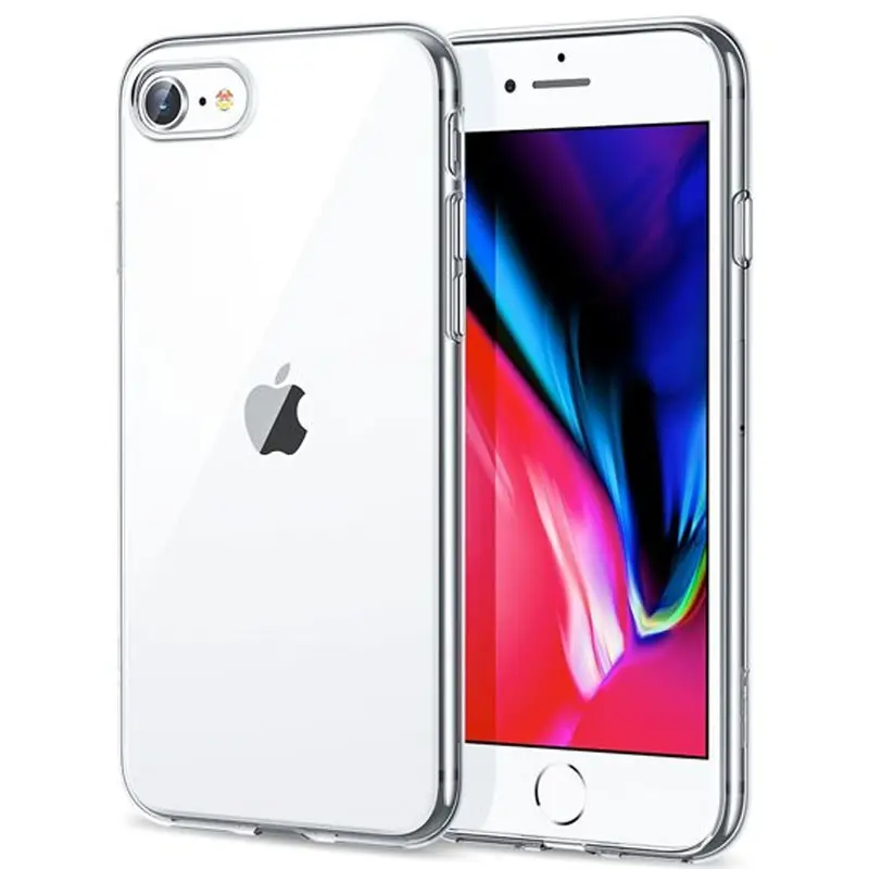 Силиконовый противоударный чехол с защитным стеклом 9H на Iphone 7/8 прозрачный (HP25535433)