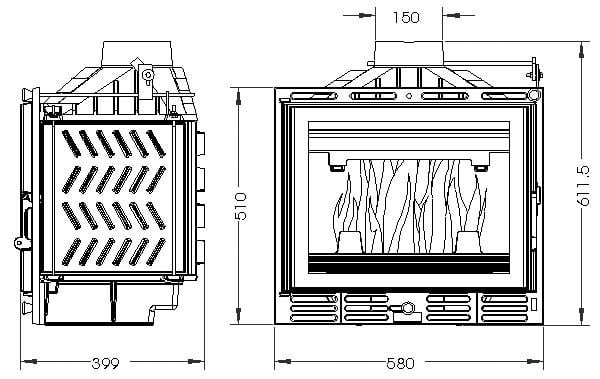 Камінна топка UNIFLAM 600 PLUS ECO із шибером 8 кВт (9273171) - фото 2