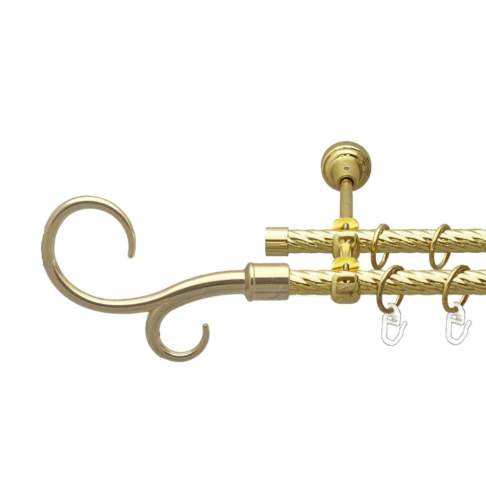 Карниз Orvit Гак Подвійний металевий дворядний відкритий скручена труба кільце металеве 16/16 мм 160 см Золото (00-00024904)