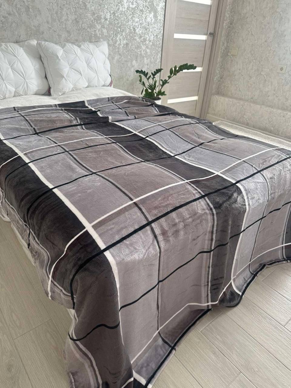 Плед велюровый Клеточка евро 200x220 см Серый (Д-al-dev-004)