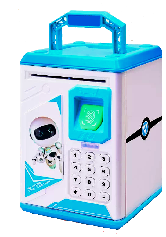 Копилка-сейф детская с отпечатком пальца Голубой