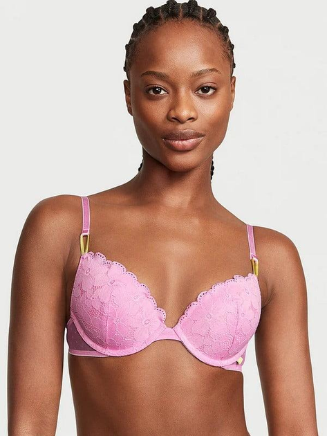 Бюстгальтер мереживний з пуш ап Victoria's Secret Sexy Tee Push-Up Lace Bra 80С Рожевий (20233351)