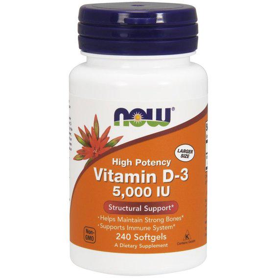 Витамин D NOW Foods Vitamin D-3 5 000 IU 240 Softgels