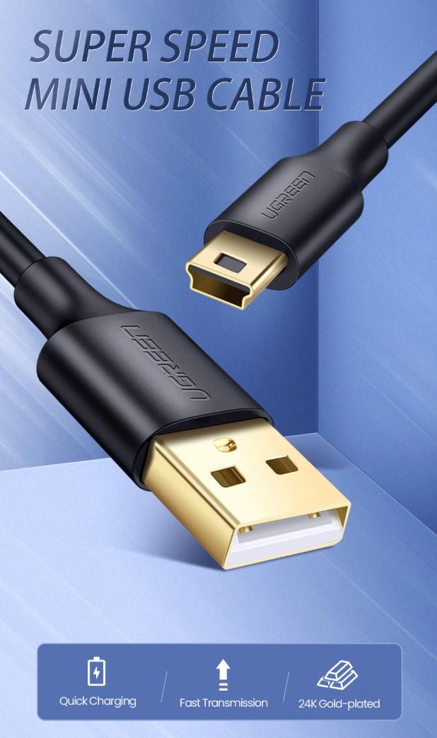 Кабель зарядний Ugreen Mini USB 1 м Black (US132) - фото 2 Кабель зарядний Ugreen Mini USB 1 м Black (US132) - фото 2