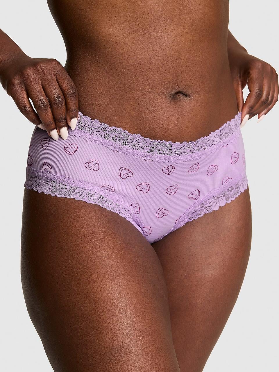 Трусики женские Victoria's Secret PINK Wink Lace-Trim Cheeky XXL Фиолетовый (2248174421656)