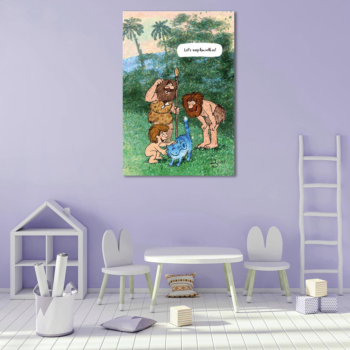 Модульная картина Первобытный кот 1 модуль 80x120 см