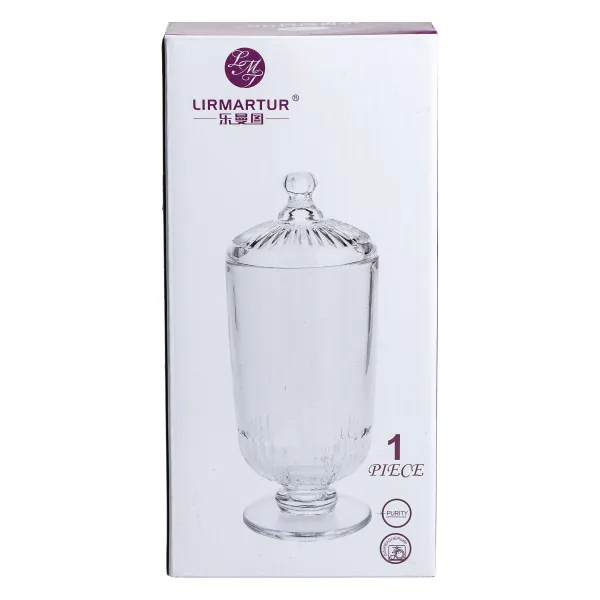 Конфетница стеклянная на ножке с крышкой Коричневый (HP-YH-17) - фото 5