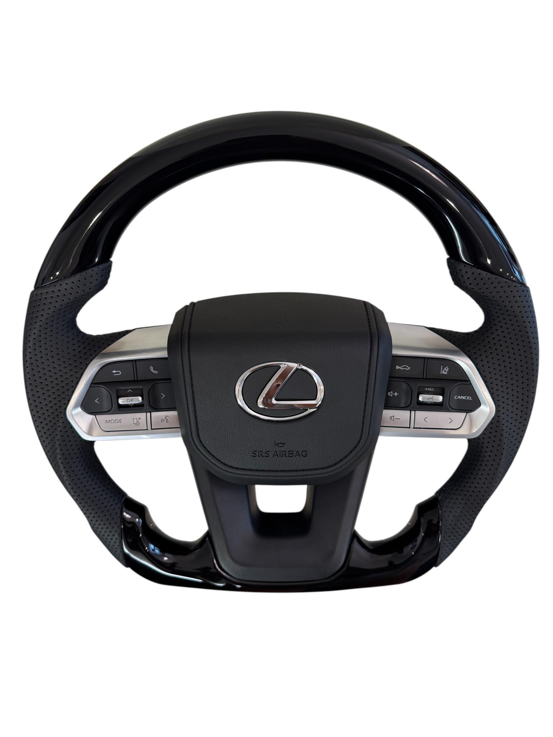 Руль для Lexus LX470/GX470 рояльный лак со скошенным низом логотип и кнопки хром (28923161) - фото 6 Руль для Lexus LX470/GX470 рояльный лак со скошенным низом логотип и кнопки хром (28923161) - фото 6