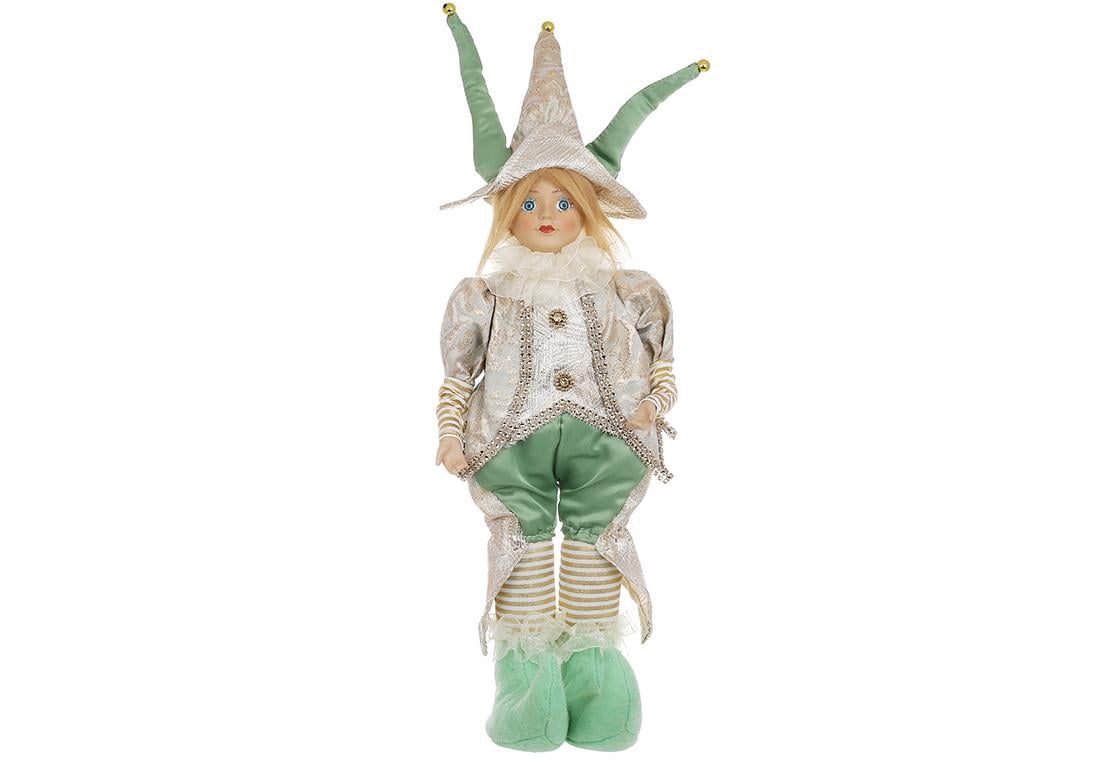 Игрушка новогодняя музыкальная BonaDi Арлекин с функцией движения головы 45,7 см Золотой с зеленым (NY14-784)