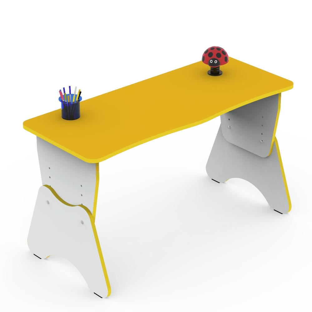 Стол двухместный с регулировкой высоты DS-1170 трапеция ЛДСП 5 уровней Желтый