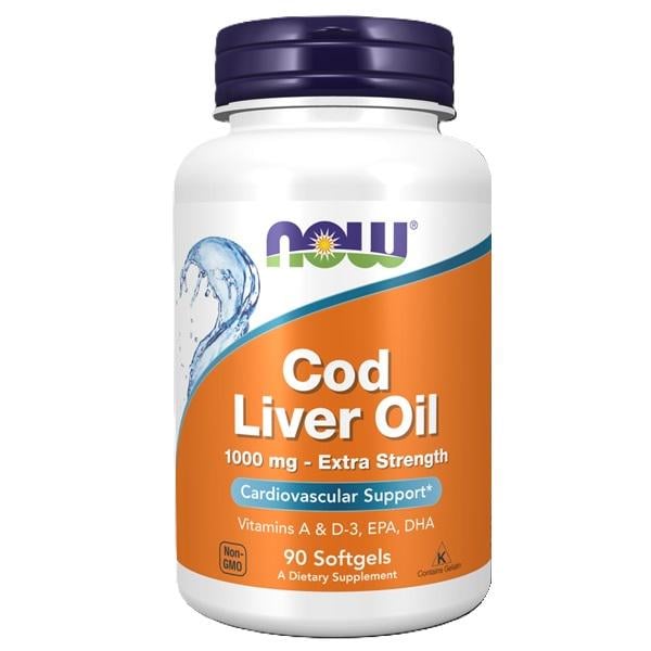 Жир из печени трески NOW Foods Cod Liver Oil Extra Strength 1000 mg 90 Softgels
