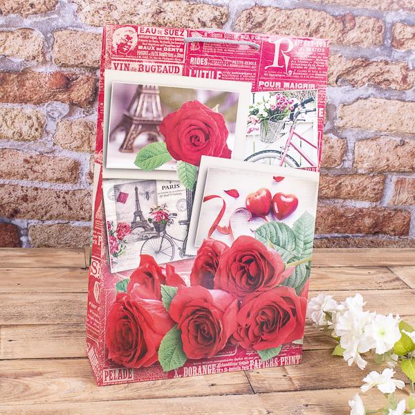 Подарочный пакет розы 25x38x8 (5432-2)