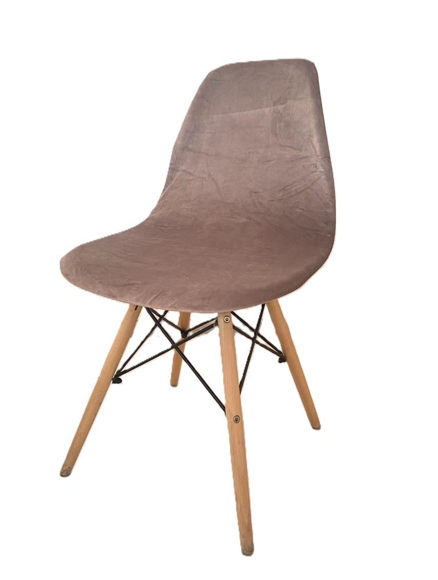 Чехол на стул ковш велюр бархат Темно-бежевый (2238244797)